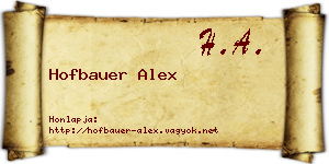 Hofbauer Alex névjegykártya